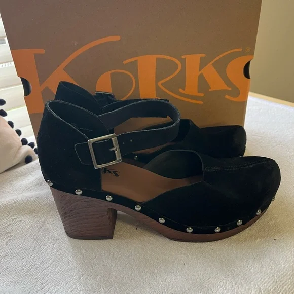 Kork-Ease Black Mules Comfortable Clogs - Picture 3 of 8